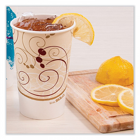 Double Sided Poly Paper Cold Cups, 16 oz, Symphony Design, 50/Sleeve, 20 Sleeves/Carton (RNP16PJ8000)