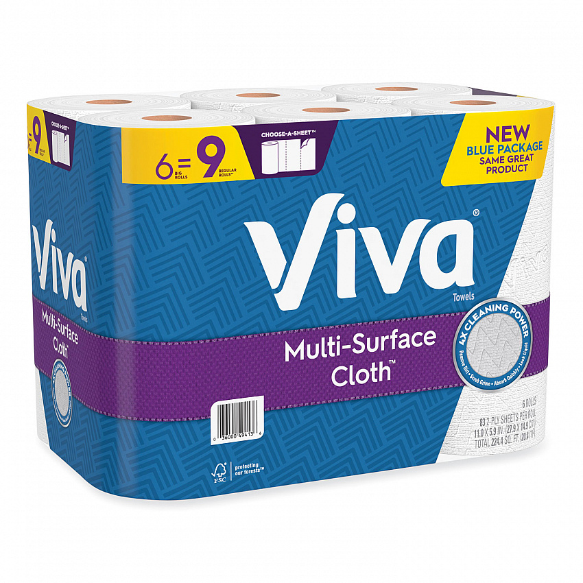 Multi-Surface Cloth Choose-A-Sheet Kitchen Roll Paper Towels 2-Ply, 11 x 5.9, White, 83/Roll, 6 Rolls/Pack, 4 Packs/Carton (49413)