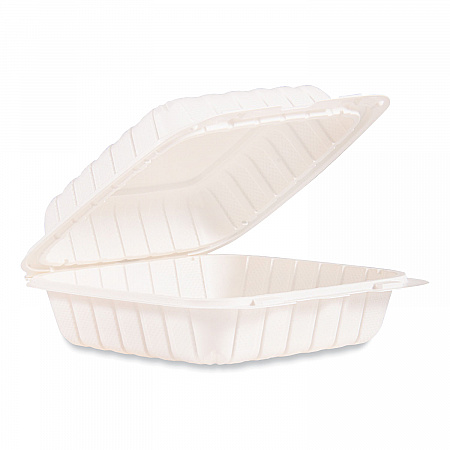 Hinged Lid Containers, 8.25 x 8 x 3, White, Plastic, 150/Carton (85MFPPHT1R)