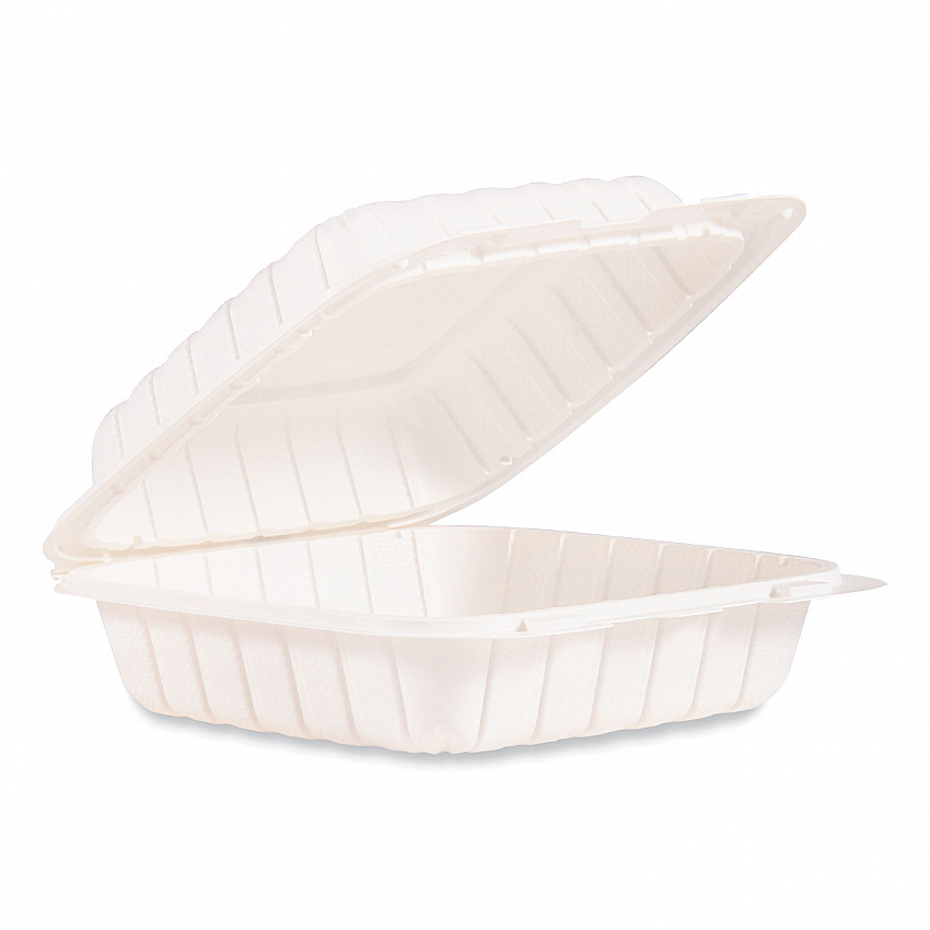 Hinged Lid Containers, 8.25 x 8 x 3, White, Plastic, 150/Carton (85MFPPHT1R)