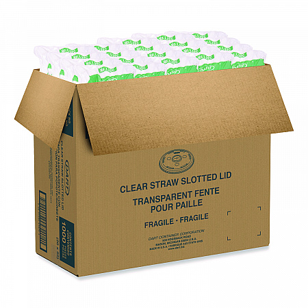 Straw-Slot Cold Cup Lids, Fits 30 oz to 32 oz Cold Cups, Plastic, Clear, 50/Sleeve, 20 Sleeves/Carton (L32CR)