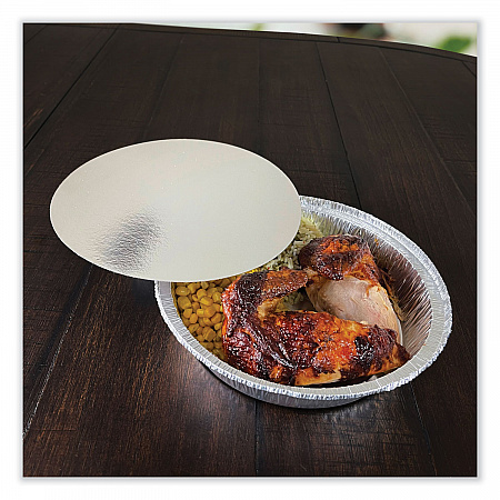 Round Aluminum To-Go Container Lids, Flat Lid, 9