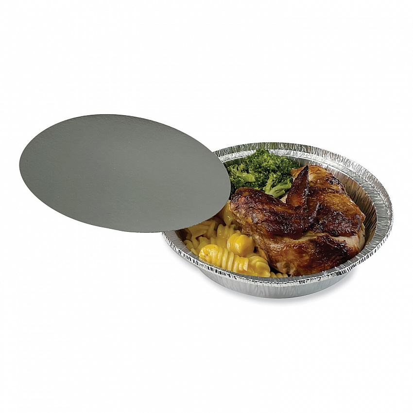 Round Aluminum To-Go Container Lids, Flat Lid, 7" Diameter, Silver, Paper, 500/Carton (ROUND7FLID)