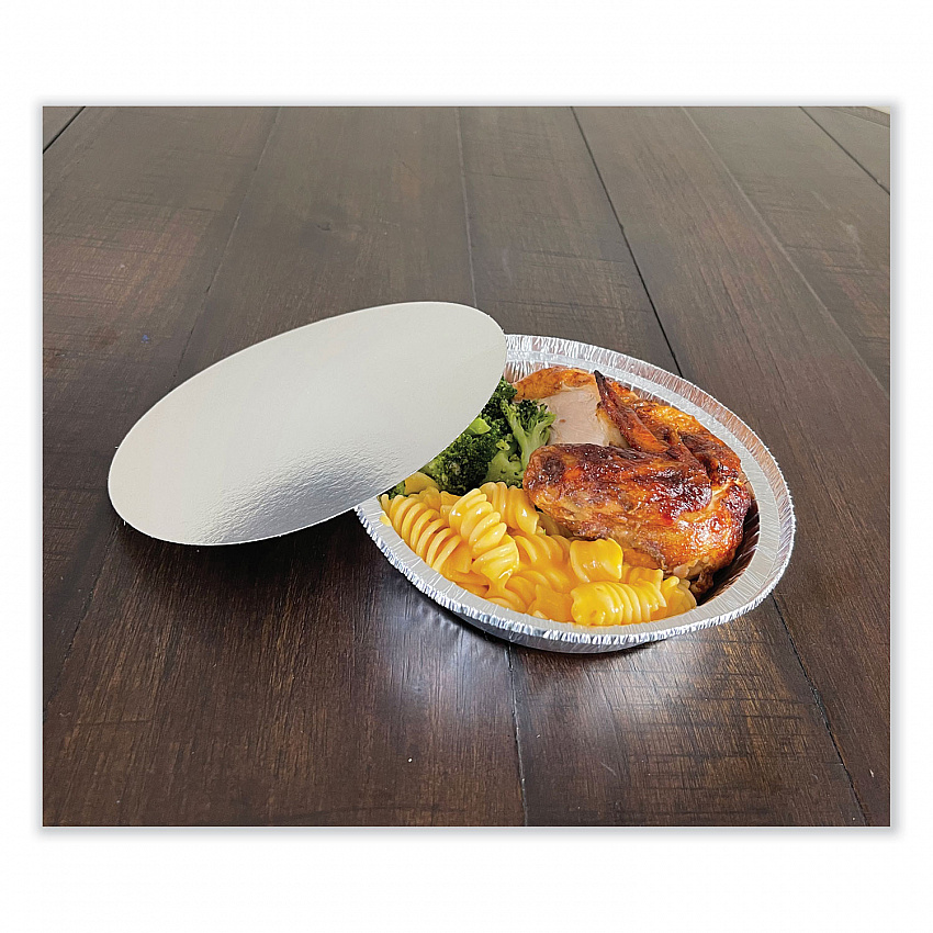 Round Aluminum To-Go Container Lids, Flat Lid, 7" Diameter, Silver, Paper, 500/Carton (ROUND7FLID)
