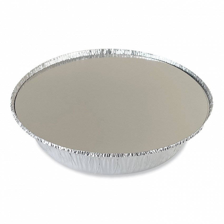 Round Aluminum To-Go Containers with Lid, 48 oz, 9" Diameter x 1.66" h, Silver, 200/Carton (ROUND9COMBO)