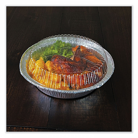 Round Aluminum To-Go Container Lids, Dome Lid, 7