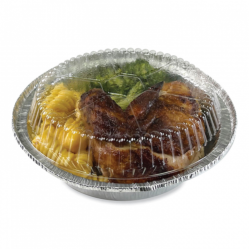 Round Aluminum To-Go Container Lids, Dome Lid, 7" Diameter, Clear, Plastic, 500/Carton (ROUND7CLID)