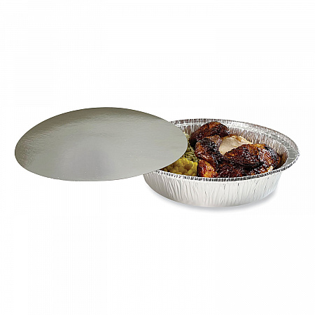 Round Aluminum To-Go Containers with Lid, 48 oz, 9