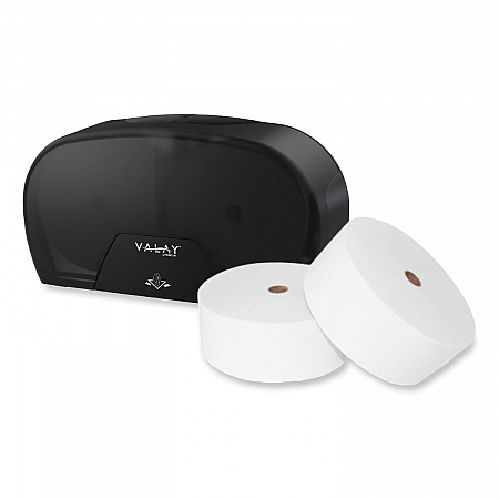 Valay Small Core Jumbo Bath Tissue Dispenser, 5.62 x 11.4 x 21.2, Black (VT1004)