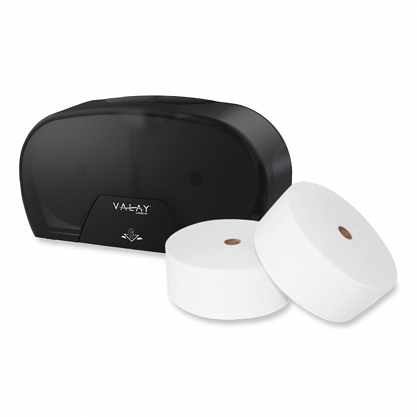 Valay Small Core Jumbo Bath Tissue Dispenser, 5.62 x 11.4 x 21.2, Black (VT1004)