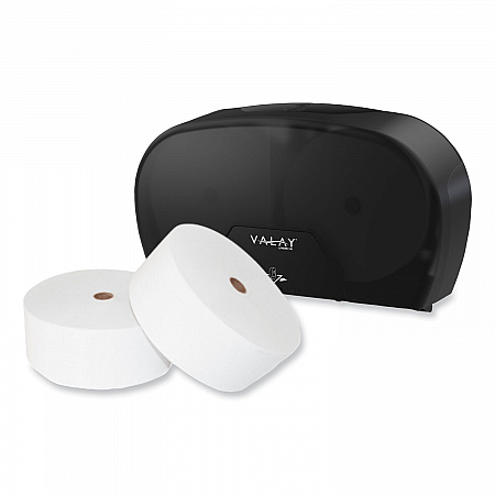 Valay Small Core Jumbo Bath Tissue Dispenser, 5.62 x 11.4 x 21.2, Black (VT1004)
