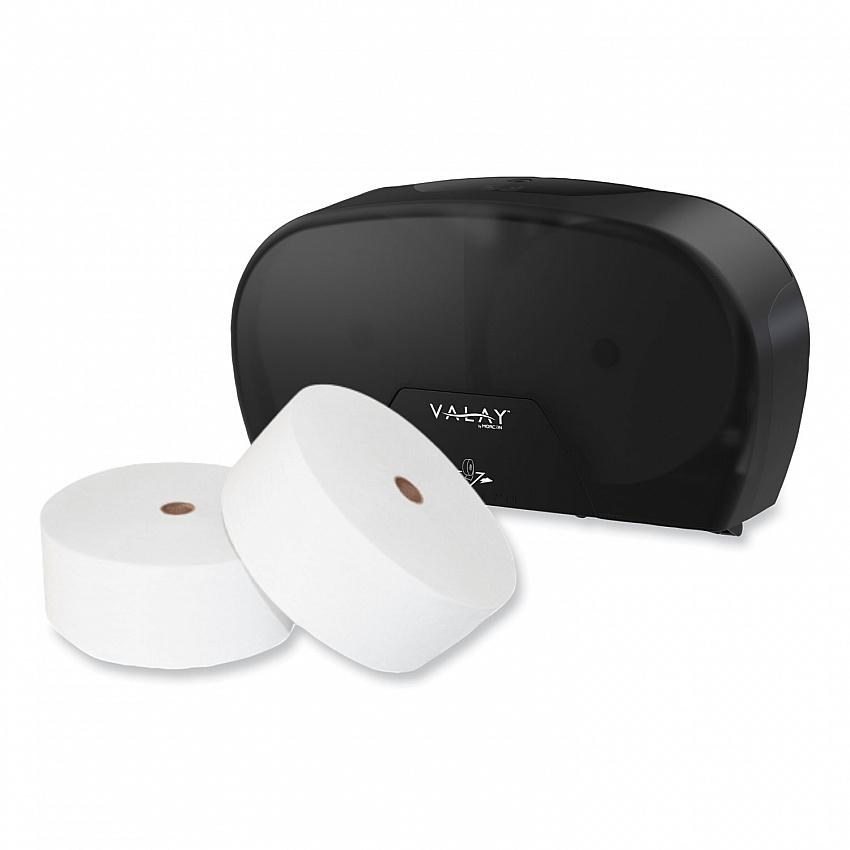 Valay Small Core Jumbo Bath Tissue Dispenser, 5.62 x 11.4 x 21.2, Black (VT1004)