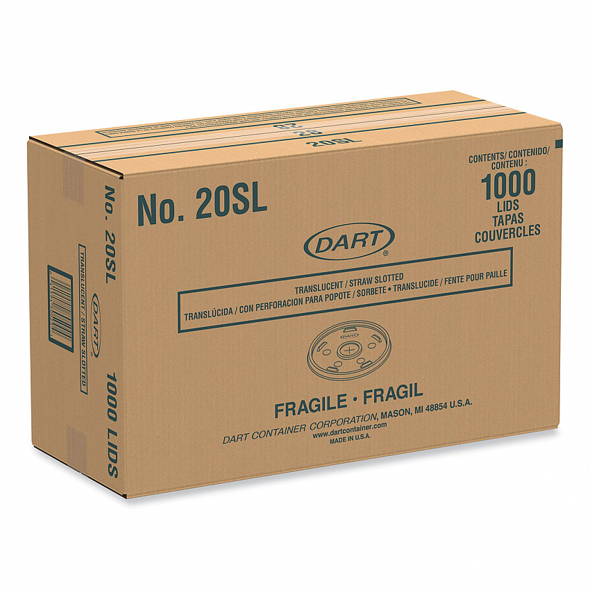 Cold Cup Lids, Fits 8 oz to 32 oz Cold Cups/Containers, Plastic, Translucent, 100/Sleeve, 10 Sleeves/Carton (20SL)