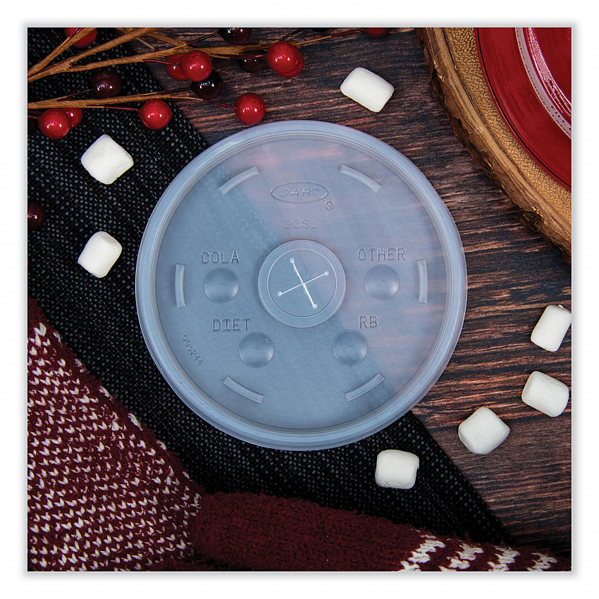 Cold Cup Lids, Fits 8 oz to 32 oz Cold Cups/Containers, Plastic, Translucent, 100/Sleeve, 10 Sleeves/Carton (20SL)