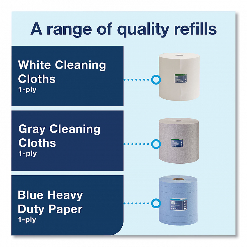 Heavy-Duty Cleaning Cloth, 1-Ply, 12.6" x 912.2 ft, White (530105)