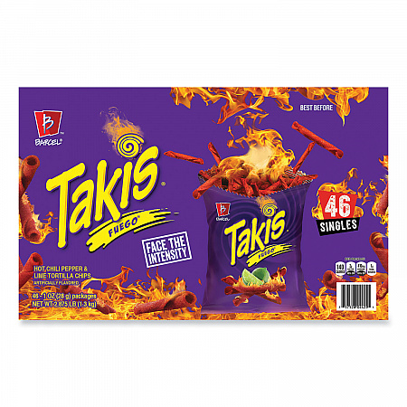 Fuego, Hot Chili Pepper and Lime, 1 oz Bags, 46 Bags/Carton (22002045)