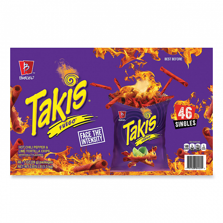 Fuego, Hot Chili Pepper and Lime, 1 oz Bags, 46 Bags/Carton (22002045)