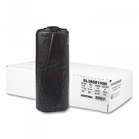 Low-Density Commercial Can Liners, 60 gal, 1.5 mil, 38