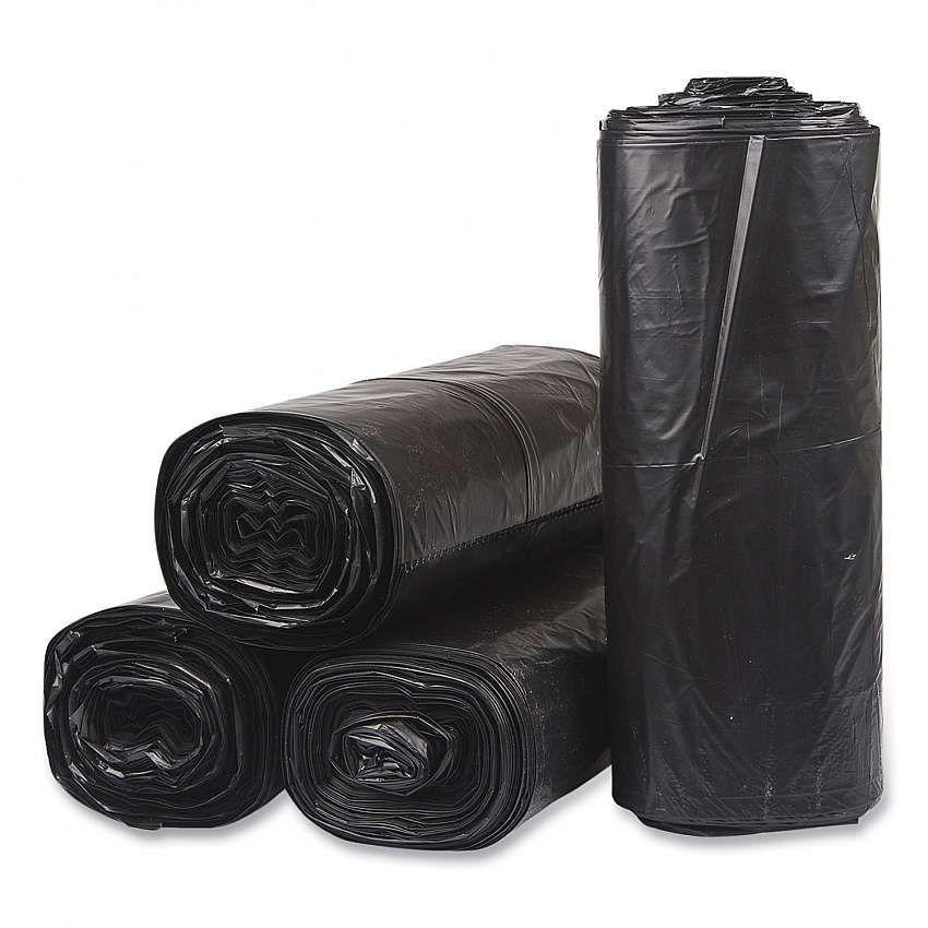 Low-Density Commercial Can Liners, 60 gal, 1.5 mil, 38" x 58", Black, Interleaved Roll, 20 Bags/Roll, 5 Rolls/Carton (SL3858150K)