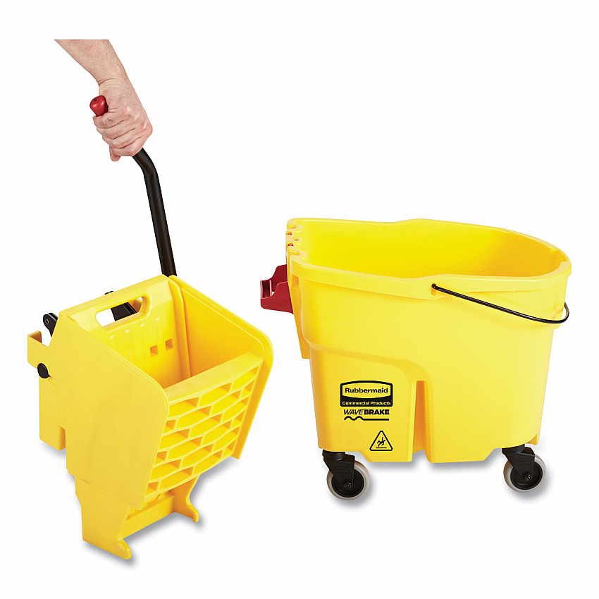 WaveBrake 2.0 Bucket/Wringer Combos, Side-Press, 44 qt, Plastic, Yellow (FG618688YEL)