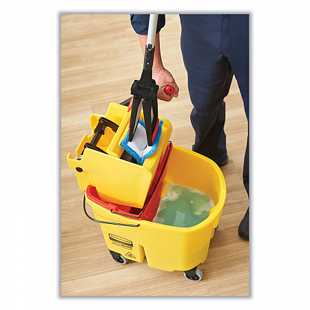 WaveBrake 2.0 Bucket/Wringer Combos, Down-Press, 44 qt, Plastic, Yellow (FG757688YEL)