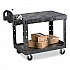 Flat Shelf Utility Cart, Plastic, 2 Shelves, 500 lb Capacity, 25.25