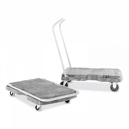 Triple Trolley Platform Truck with Angled-Loop Handle, 500 lb Capacity, 20.5 x 32.5 x 35, Black (4401BLA)