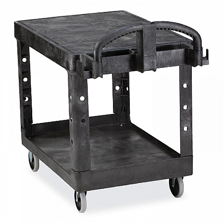 Flat Shelf Utility Cart, Plastic, 2 Shelves, 500 lb Capacity, 19.19