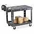 Flat Shelf Utility Cart, Plastic, 2 Shelves, 500 lb Capacity, 19.19