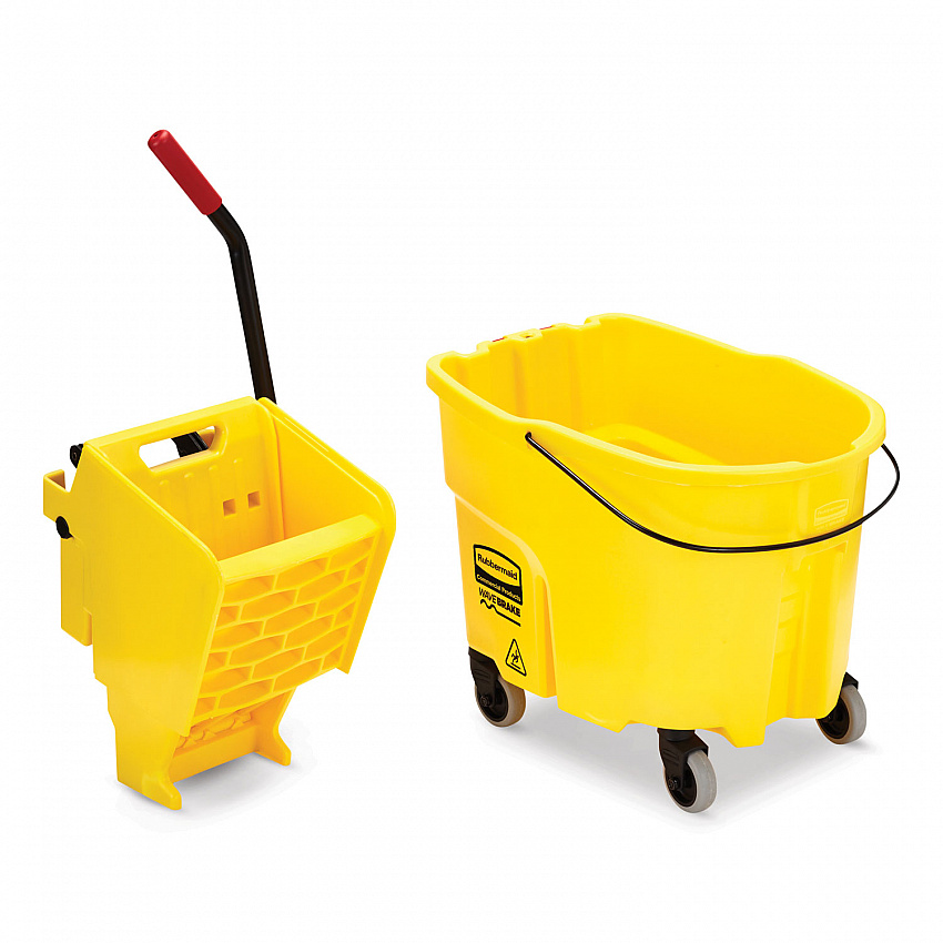 WaveBrake 2.0 Bucket/Wringer Combos, Side-Press, 35 qt, Plastic, Yellow (FG758088YEL)