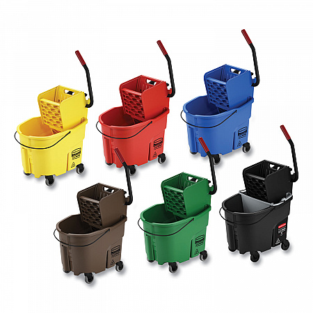 WaveBrake 2.0 Bucket/Wringer Combos, Side-Press, 35 qt, Plastic, Yellow (FG758088YEL)