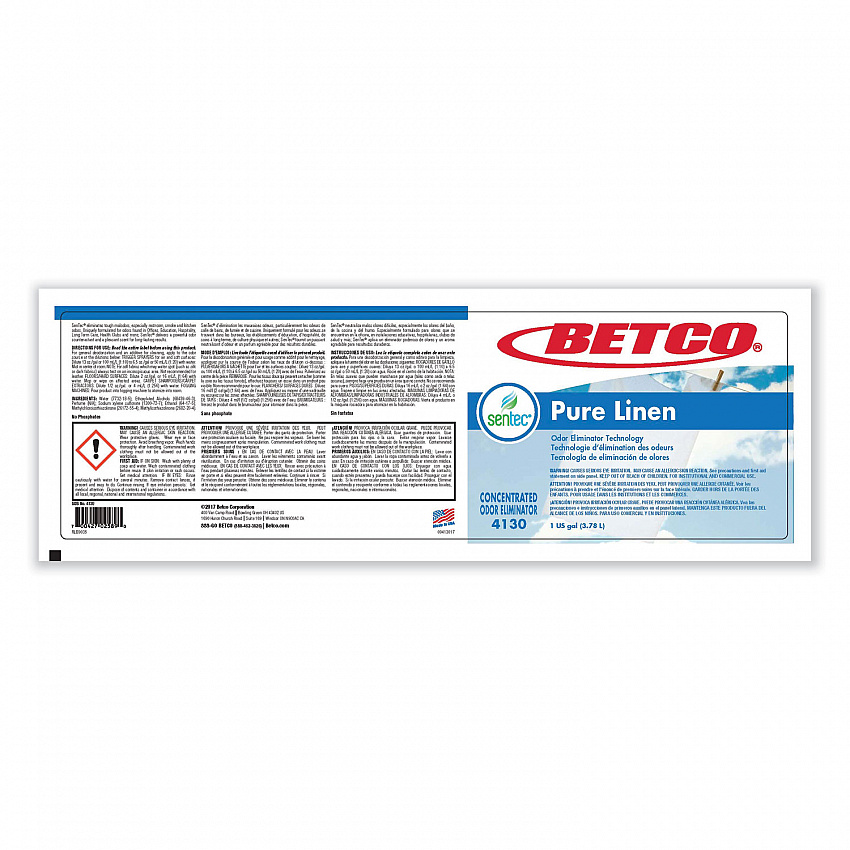SenTec Pure Linen Concentrate Odor Eliminator, Pure Linen, 2 L Bottle, 2/Carton (4130B200)