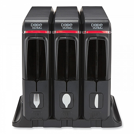 SmartStock Wrapped Cutlery Dispenser, Holds Forks/Knives/Spoons, 12.44 x 11.17 x 10.5, Black (SSW3D85)
