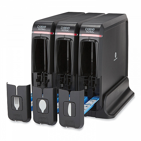 SmartStock Wrapped Cutlery Dispenser, Holds Forks/Knives/Spoons, 12.44 x 11.17 x 10.5, Black (SSW3D85)