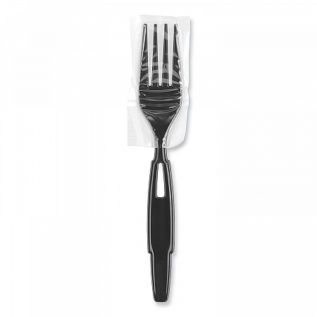 SmartStock Wrapped Heavyweight Cutlery Refill, Fork, Plastic, Black, 960/Carton (SSWPF5)