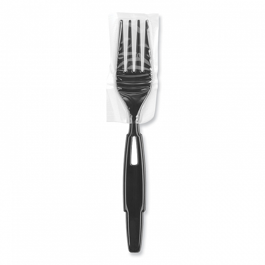 SmartStock Wrapped Heavyweight Cutlery Refill, Fork, Plastic, Black, 960/Carton (SSWPF5)