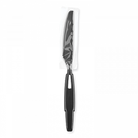 SmartStock Wrapped Heavyweight Cutlery Refill, Knife, Plastic, Black, 960/Carton (SSWPK5)