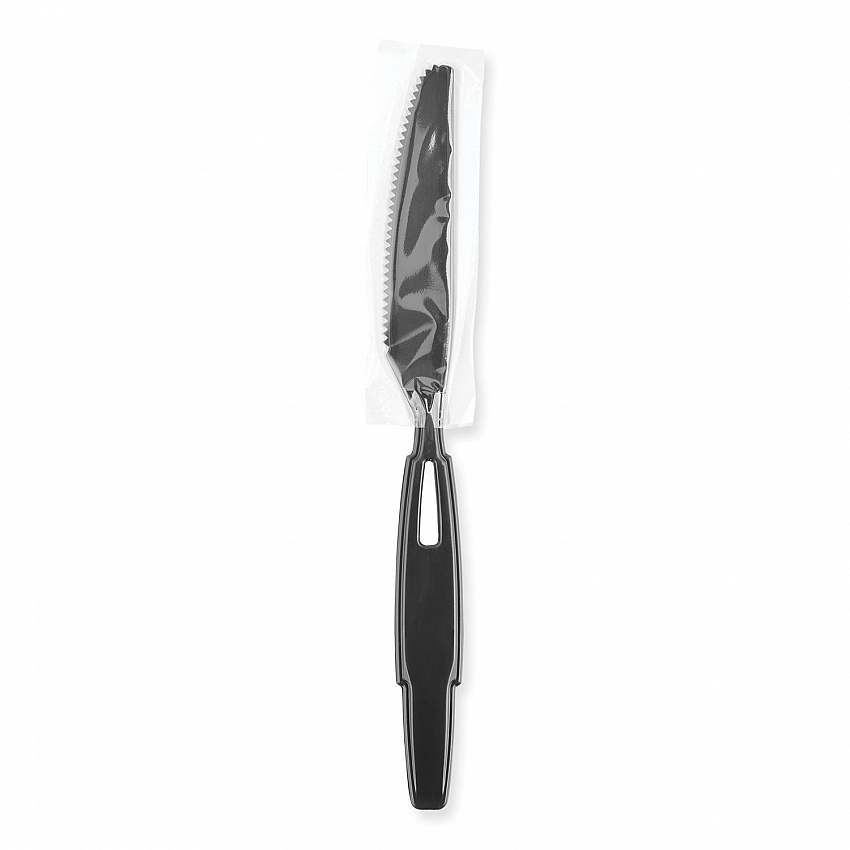 SmartStock Wrapped Heavyweight Cutlery Refill, Knife, Plastic, Black, 960/Carton (SSWPK5)