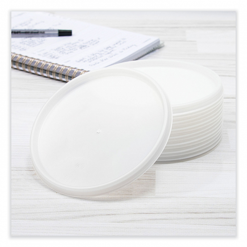 Plastic Lids for Foam Cups, Bowls and Containers, Vented, Fits 12 oz to 60 oz, Translucent, 100/Pack, 10 Packs/Carton (32JLR)