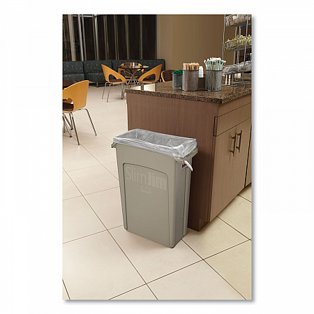 Slim Jim with Venting Channels, 16 gal, Plastic, Beige, 4/Carton (1971259CT)