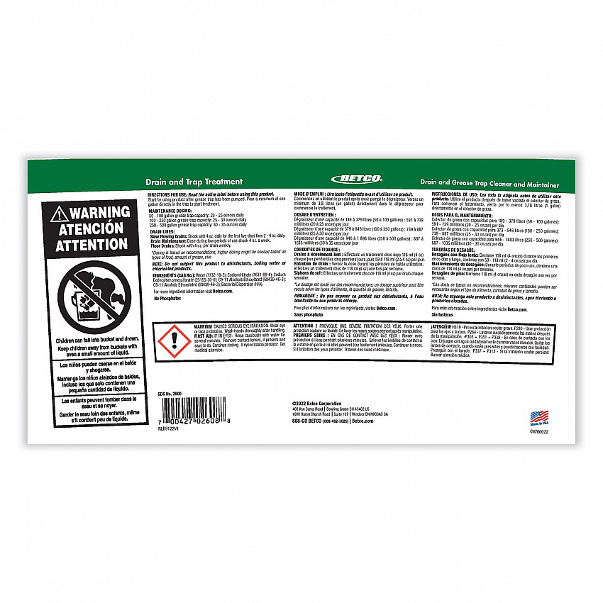 Drain and Trap Treatment, 5 lb Pail (26000500)