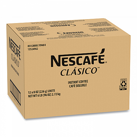 Clasico Dark Roast Instant Coffee, 8 oz, 12/Carton (70948CT)