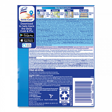 Disinfectant Spray, Spring Waterfall Scent, Liquid, 12.5 oz Aerosol Spray, 12/Carton (02845)