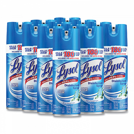 Disinfectant Spray, Spring Waterfall Scent, Liquid, 12.5 oz Aerosol Spray, 12/Carton (02845)