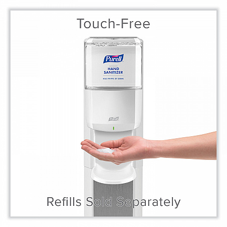 MESSENGER ES6 Floor Stand with Dispenser, 1,200 mL, 13.16 x 16.63 x 51.57, Silver/White (7306DSSLV)