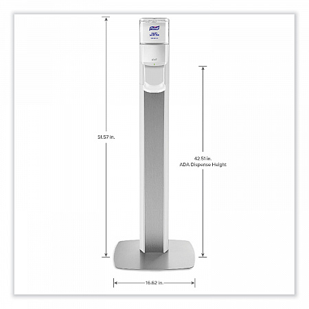 MESSENGER ES6 Floor Stand with Dispenser, 1,200 mL, 13.16 x 16.63 x 51.57, Silver/White (7306DSSLV)