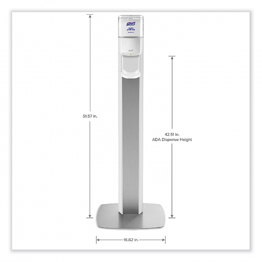 MESSENGER ES6 Floor Stand with Dispenser, 1,200 mL, 13.16 x 16.63 x 51.57, Silver/White (7306DSSLV)