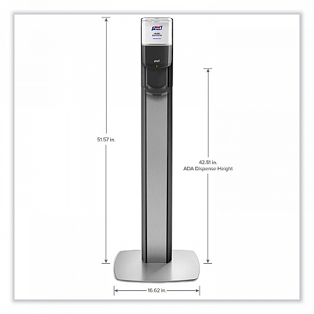 MESSENGER ES6 Graphite Panel Floor Stand with Dispenser, 1,200 mL, 16.75 x 6 x 40, Graphite/Silver (7316DSSLV)