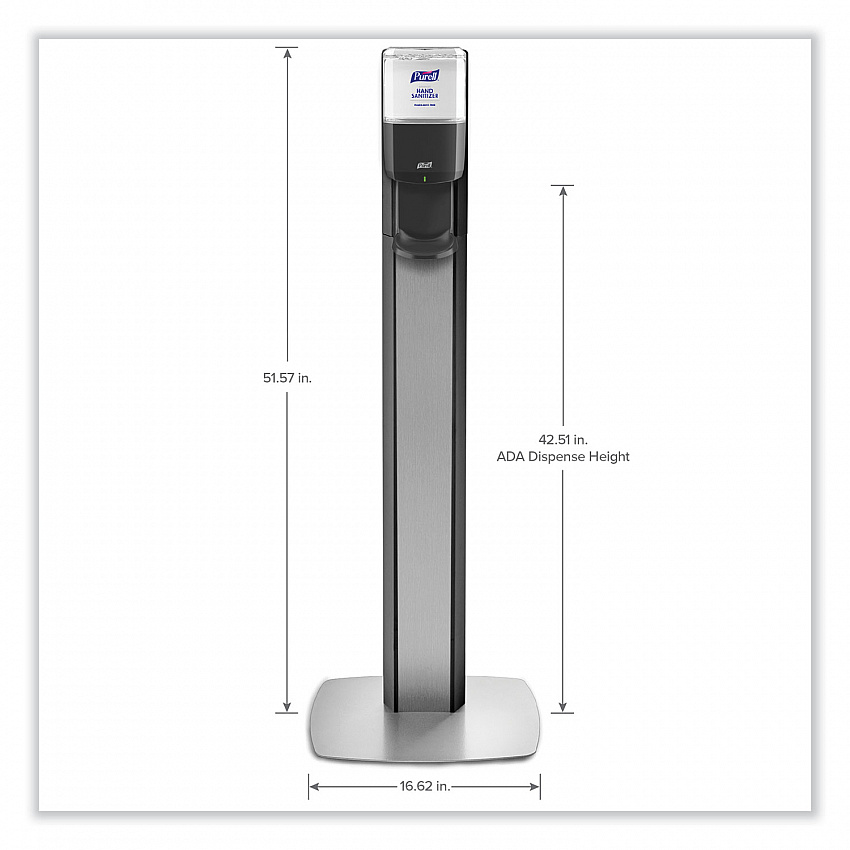 MESSENGER ES6 Graphite Panel Floor Stand with Dispenser, 1,200 mL, 16.75 x 6 x 40, Graphite/Silver (7316DSSLV)