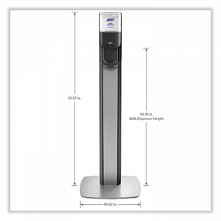 MESSENGER ES8 Silver Panel Floor Stand with Dispenser, 1,200 mL, 16.75 x 6 x 40, Silver/Graphite (7318DSSLV)